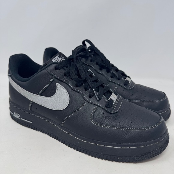 Nike Air Force 1 Low Black Wolf Grey White Stitch HQ2037-001 Mens 10